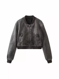 Womens PU Leather Biker Jacket