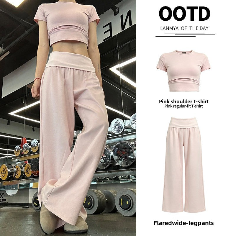 Women's Sportswear Set with Wide-Leg Pants