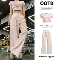Women's Sportswear Set with Wide-Leg Pants