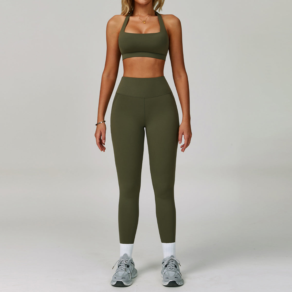 Womens Backless Yoga Fitness Set High-Intensity Sportswear