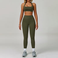Womens Backless Yoga Fitness Set High-Intensity Sportswear