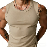Men's Ribbed Solid Color Slim Fit Workout Tank Top