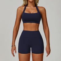 Womens Backless Yoga Fitness Set High-Intensity Sportswear