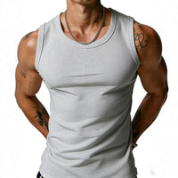 Men's Ribbed Solid Color Slim Fit Workout Tank Top