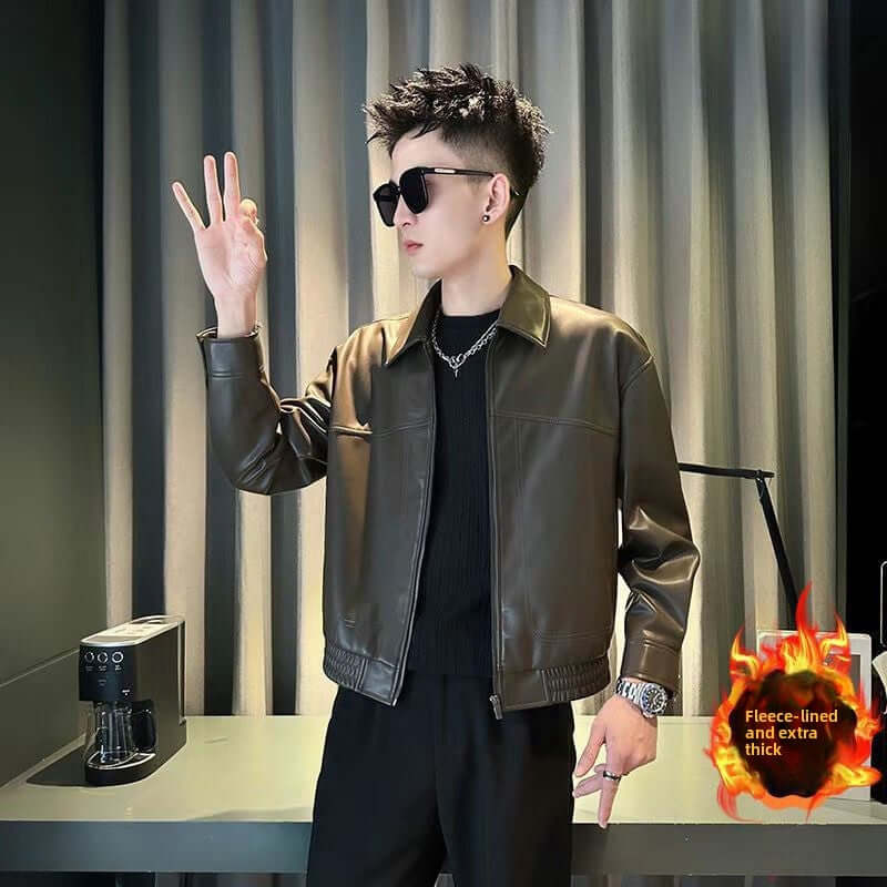 Men's Retro Genuine Leather Biker Jacket