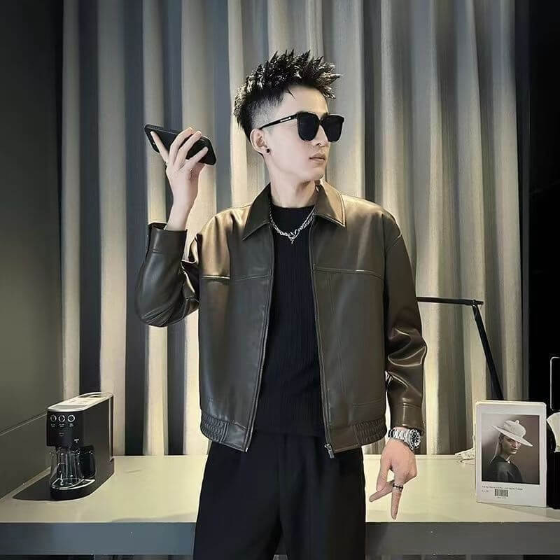 Men's Retro Genuine Leather Biker Jacket