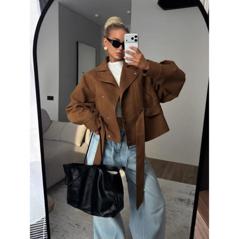 Womens Faux Suede Biker Jacket