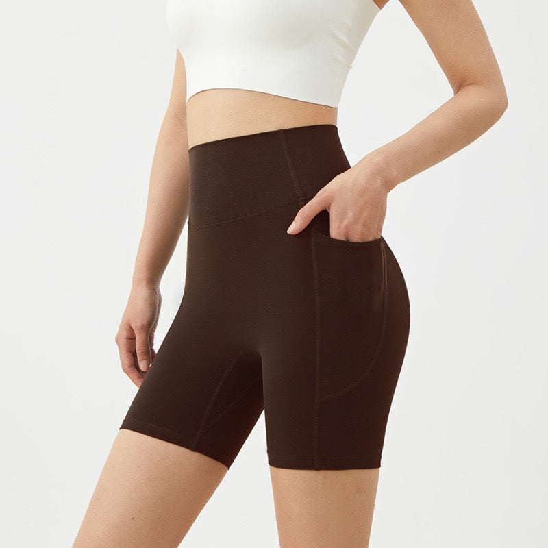 Womens High Waisted Butt Lifting Yoga Shorts Nylon Spandex Workout Shorts