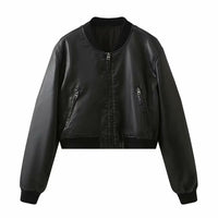 Womens PU Leather Biker Jacket