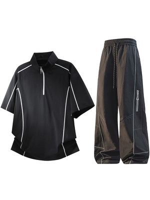 Mens Athletic Half Zip Sportswear Set