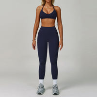 Womens Backless Yoga Fitness Set High-Intensity Sportswear
