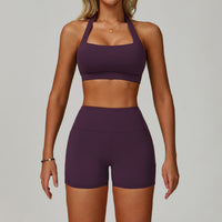 Womens Backless Yoga Fitness Set High-Intensity Sportswear