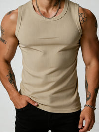 Men's Ribbed Solid Color Slim Fit Workout Tank Top