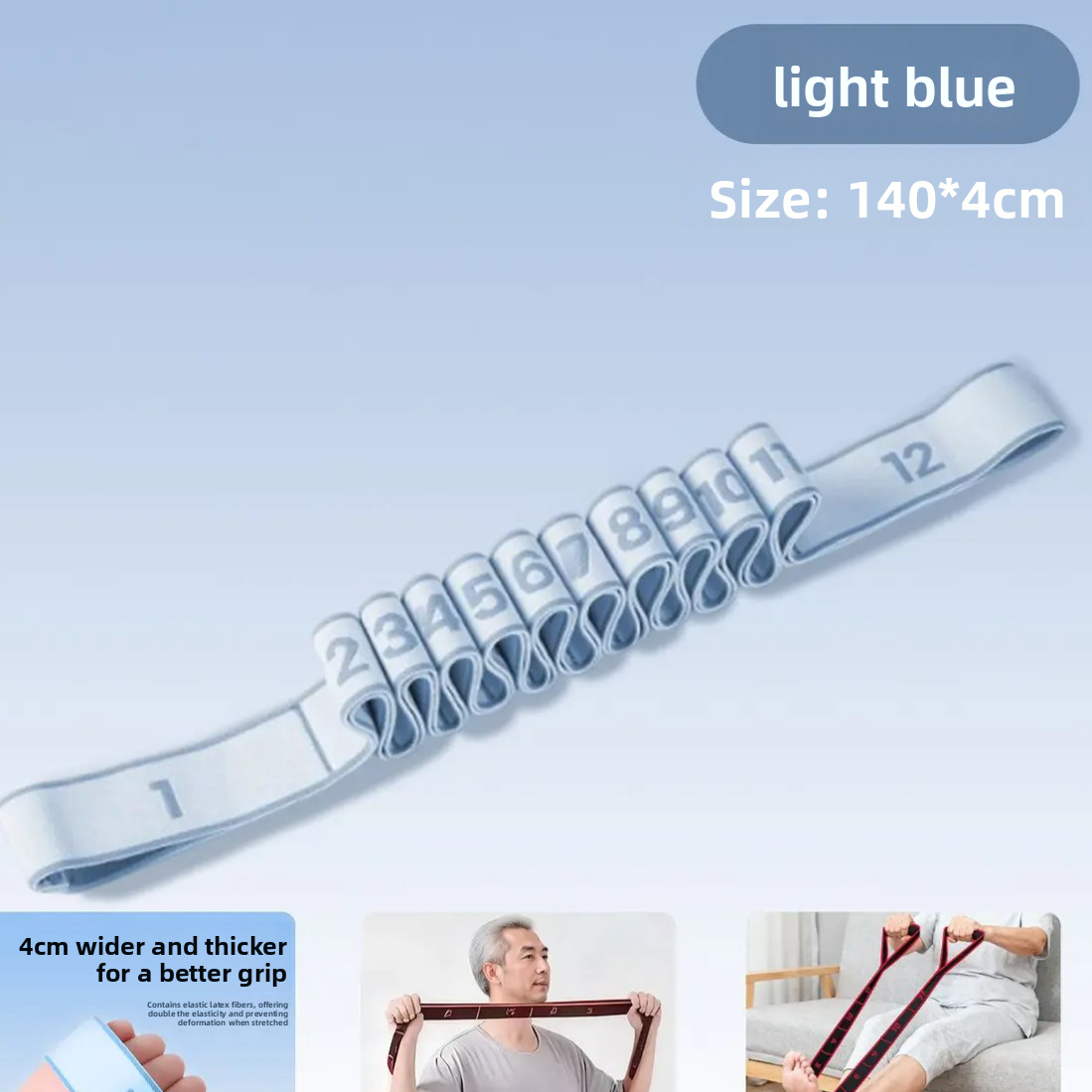 Digital Segmented Polyester Resistance Band, 8-12 Levels Adjustable Strength Training Pull Band for Yoga, Pilates, and Full-Body Workout