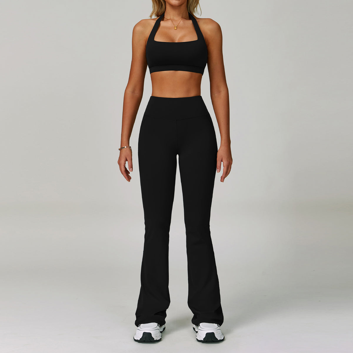 Womens Backless Yoga Fitness Set High-Intensity Sportswear