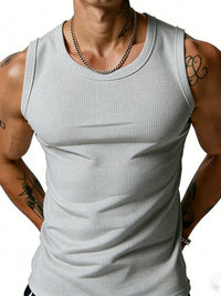Men's Ribbed Solid Color Slim Fit Workout Tank Top