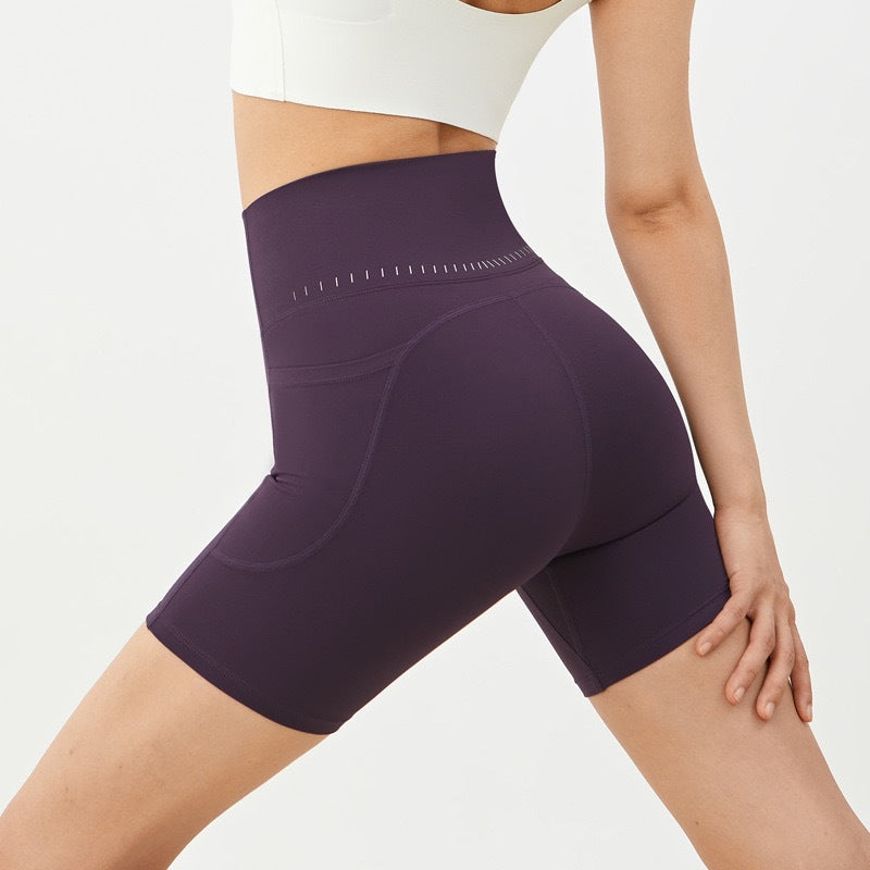 Womens High Waisted Butt Lifting Yoga Shorts Nylon Spandex Workout Shorts