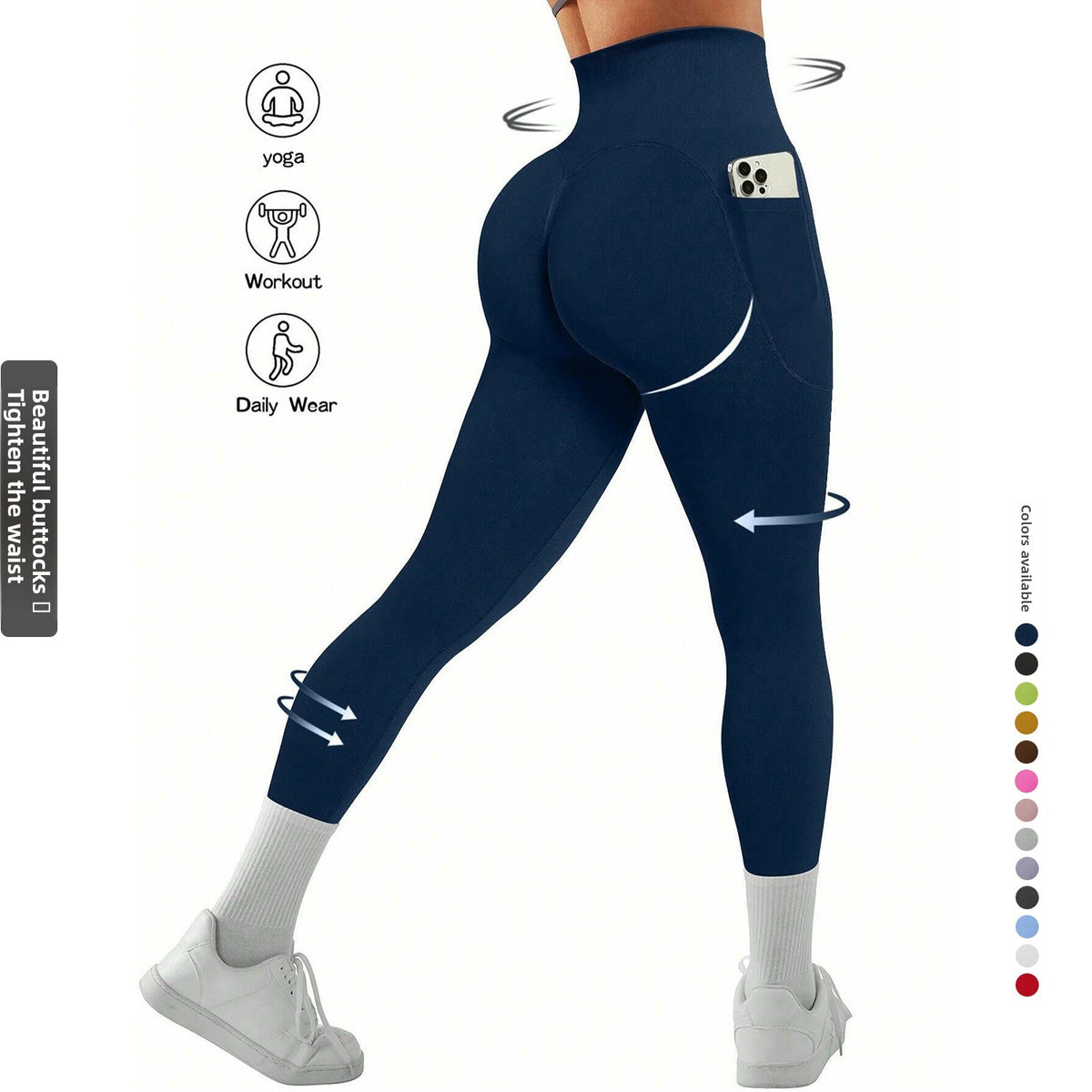 Women's high-waist pocketed athletic leggings
