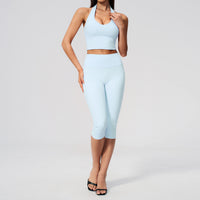 Women Quick Dry Yoga Set Peach Butt Slimming Workout Sportswear 2 Piece