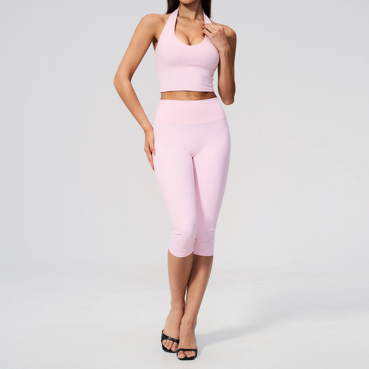 Women Quick Dry Yoga Set Peach Butt Slimming Workout Sportswear 2 Piece
