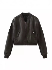 Womens PU Leather Biker Jacket