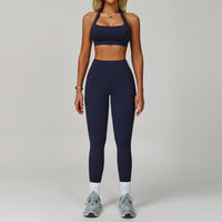 Womens Backless Yoga Fitness Set High-Intensity Sportswear