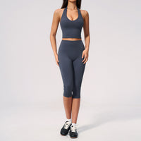 Women Quick Dry Yoga Set Peach Butt Slimming Workout Sportswear 2 Piece