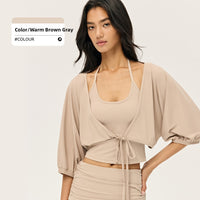 Women?s casual sportswear set: loose-fitting, figure-flattering tunic paired with footless leggings