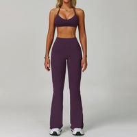 Womens Backless Yoga Fitness Set High-Intensity Sportswear