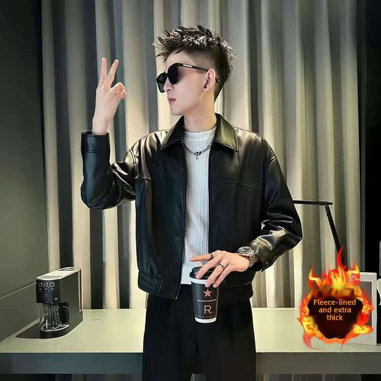 Men's Retro Genuine Leather Biker Jacket
