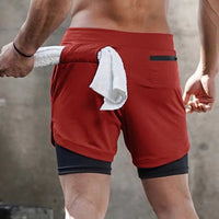 Men's Double Gym Shorts Sport Quick Dry Workout Jogging