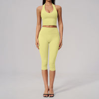 Women Quick Dry Yoga Set Peach Butt Slimming Workout Sportswear 2 Piece