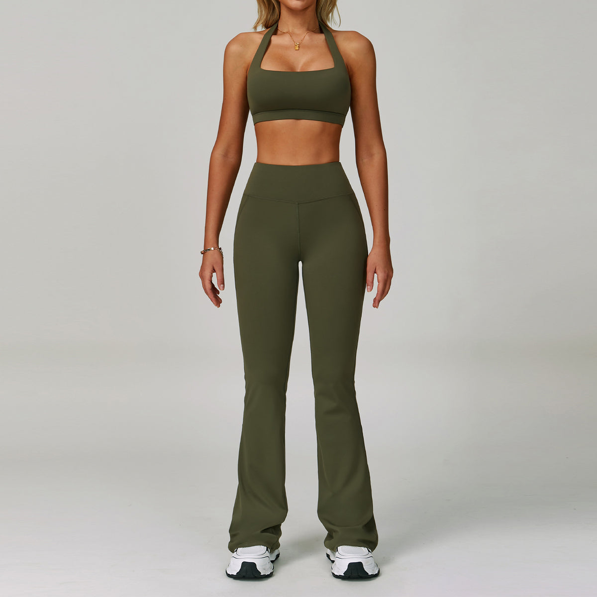 Womens Backless Yoga Fitness Set High-Intensity Sportswear