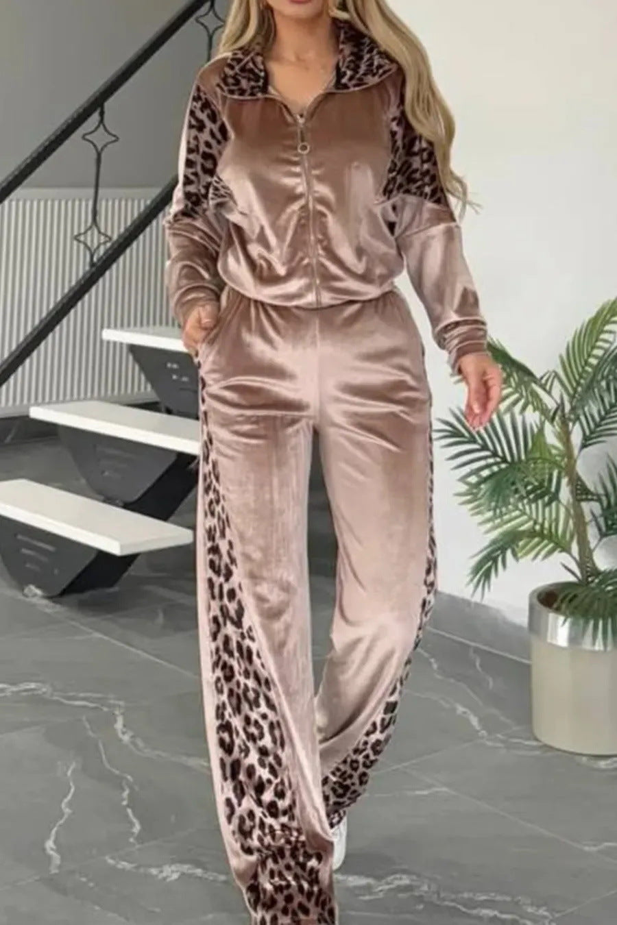 Leopard Print Sportswear Set
