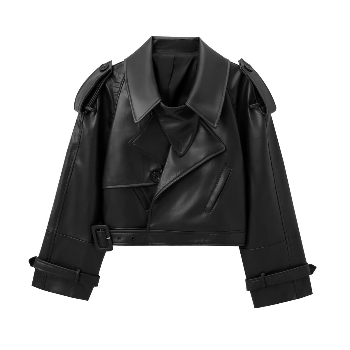 Women's Short Biker Jacket with 3D Texture Raglan Sleeve Lapel Coat