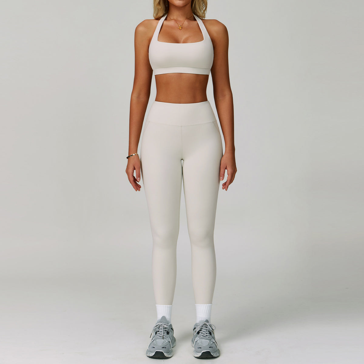 Womens Backless Yoga Fitness Set High-Intensity Sportswear