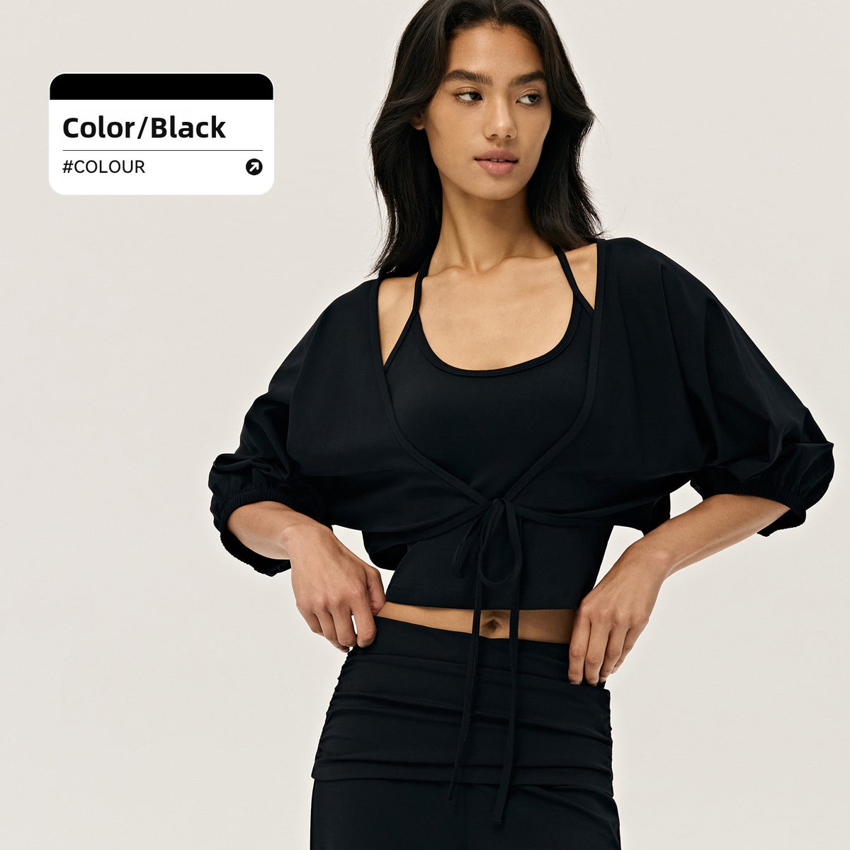 Women?s casual sportswear set: loose-fitting, figure-flattering tunic paired with footless leggings