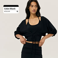 Women?s casual sportswear set: loose-fitting, figure-flattering tunic paired with footless leggings
