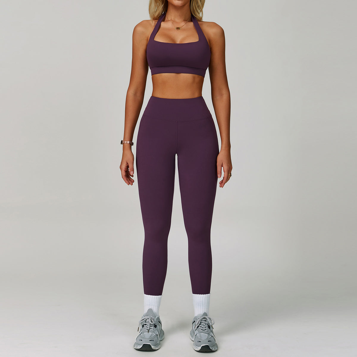 Womens Backless Yoga Fitness Set High-Intensity Sportswear