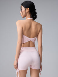 Women Twist Tie Vest Yoga Set Quick Dry Gym Workout Outfit