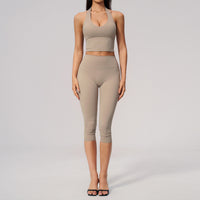 Women Quick Dry Yoga Set Peach Butt Slimming Workout Sportswear 2 Piece