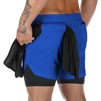Men's Double Gym Shorts Sport Quick Dry Workout Jogging