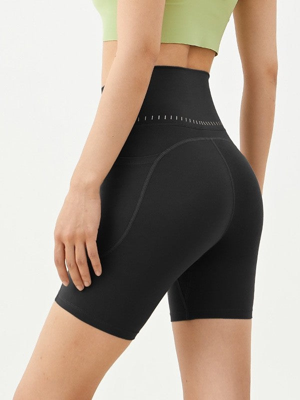 Womens High Waisted Butt Lifting Yoga Shorts Nylon Spandex Workout Shorts
