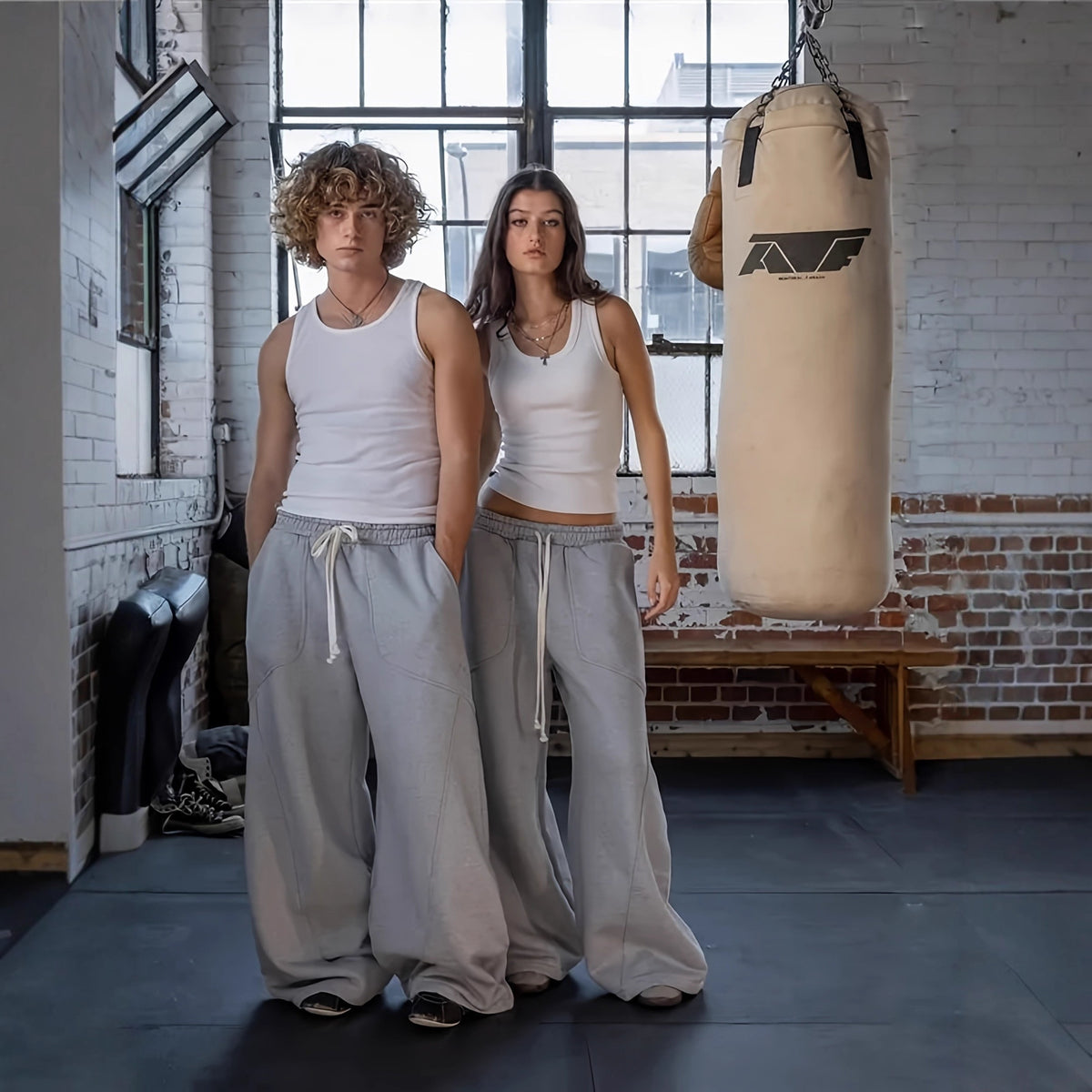 loose-fitting casual sportswear sets with wide-leg design