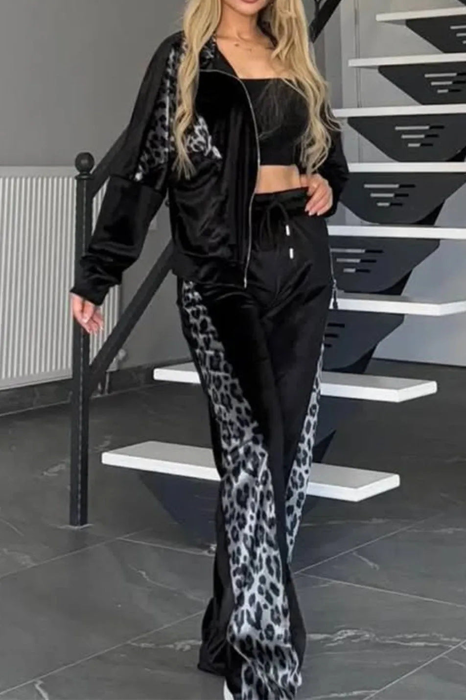 Leopard Print Sportswear Set