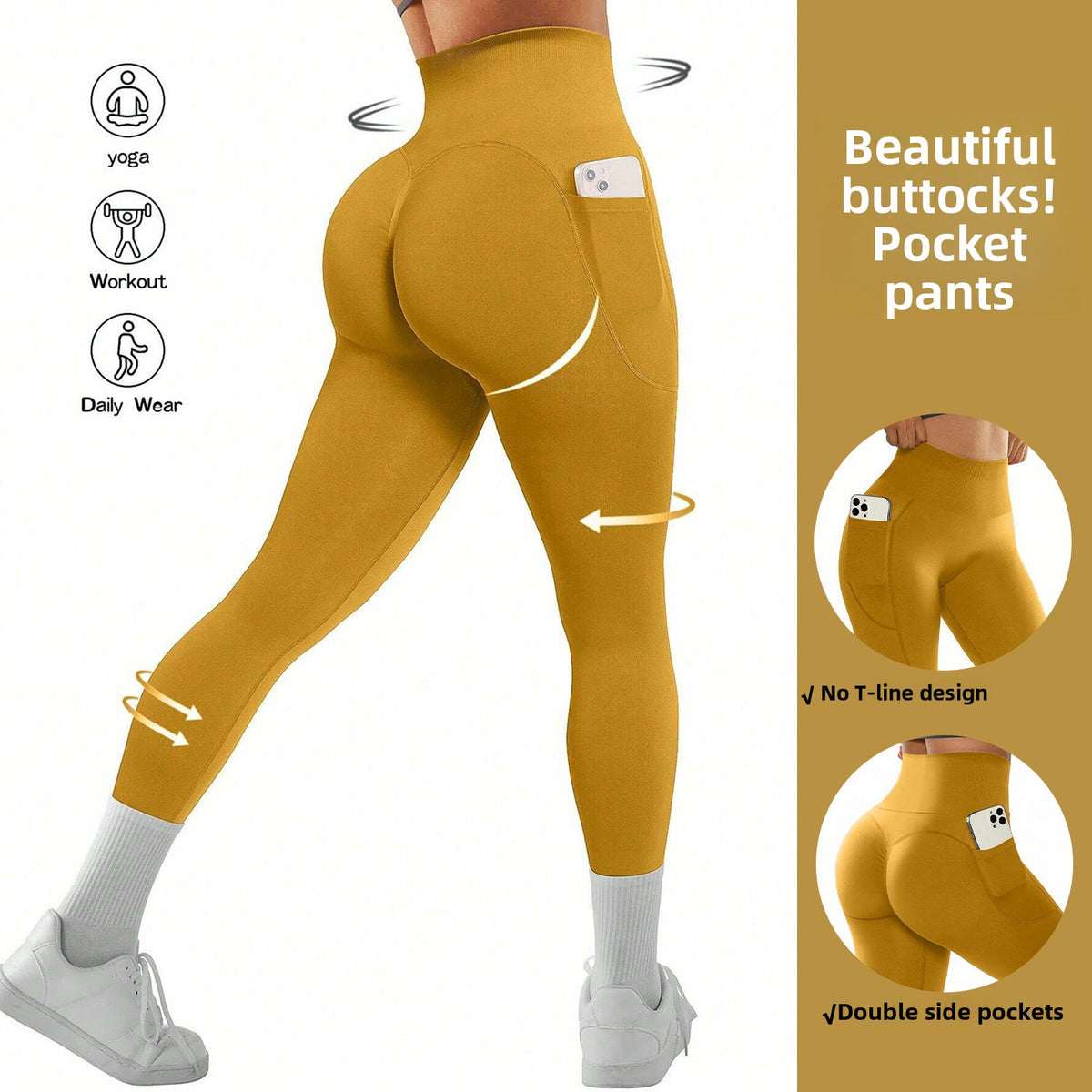 Women's high-waist pocketed athletic leggings