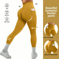 Women's high-waist pocketed athletic leggings