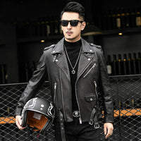 Mens Genuine Leather Biker Jacket