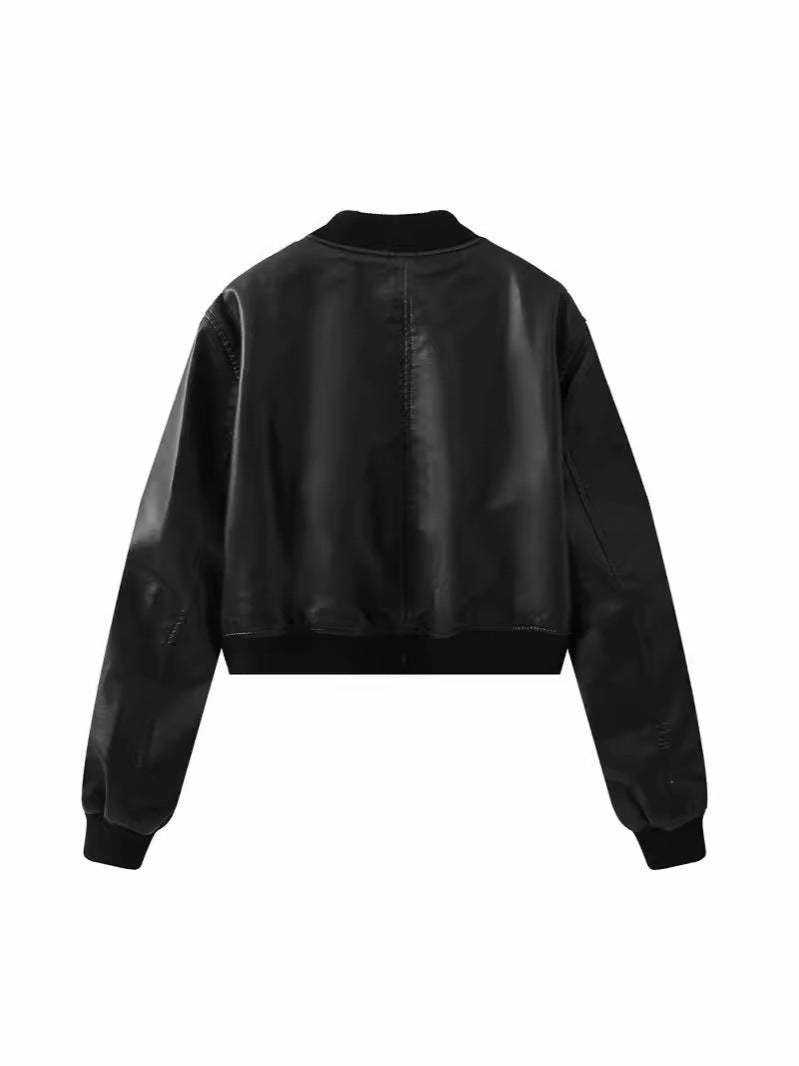 Womens PU Leather Biker Jacket