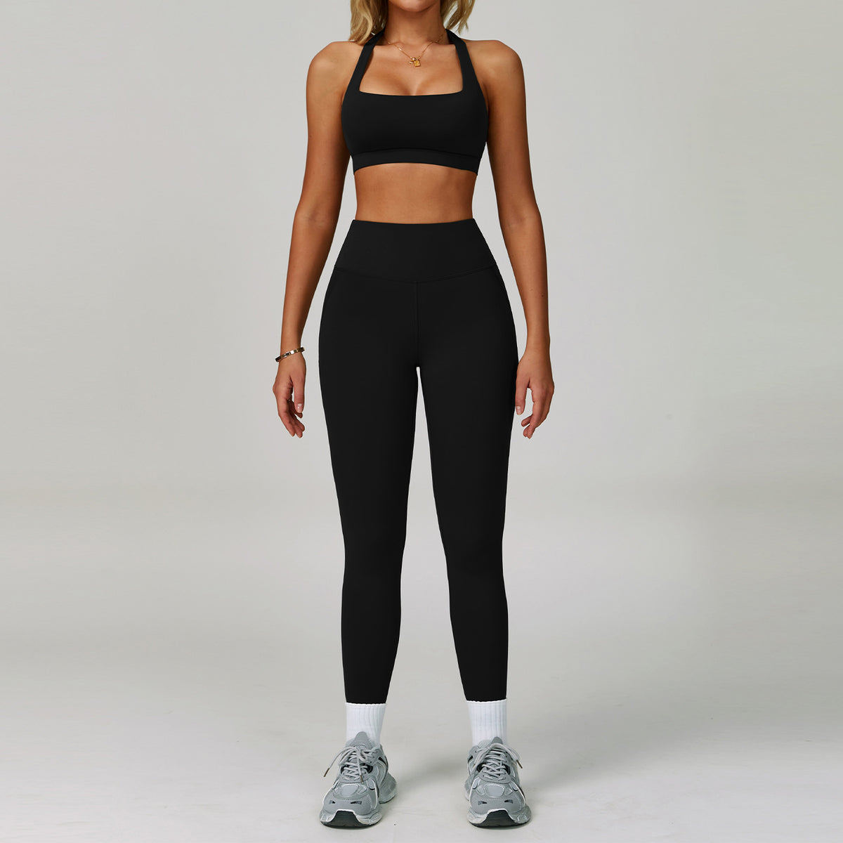 Womens Backless Yoga Fitness Set High-Intensity Sportswear